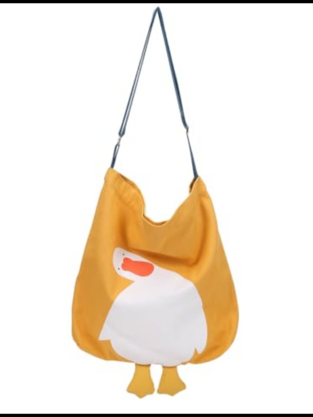 Canvas Tote Bag Cute Duck Print Crossbody Adjustable Strap